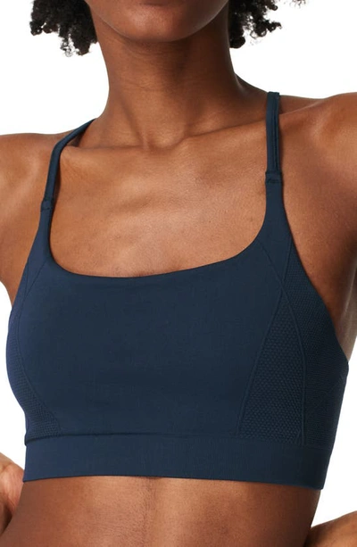 Sweaty Betty Foundation Seamless Yoga Bra In Navy Blue