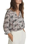 REISS MAGGIE ABSTRACT PRINT LONG SLEEVE BUTTON-UP BLOUSE,46822093