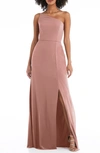 After Six One-shoulder Crepe Trumpet Gown In Desert Rose