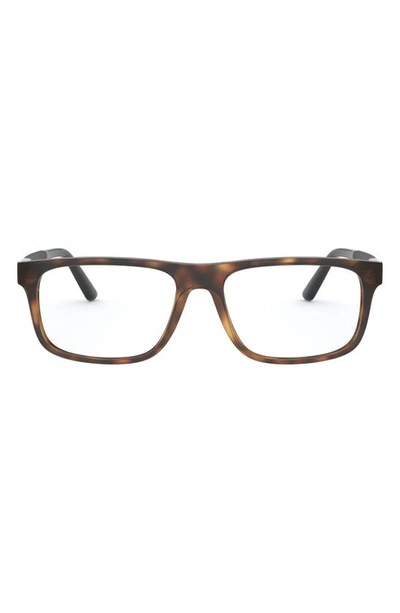 Polo Ralph Lauren 56mm Rectangular Optical Glasses In Dark Havana