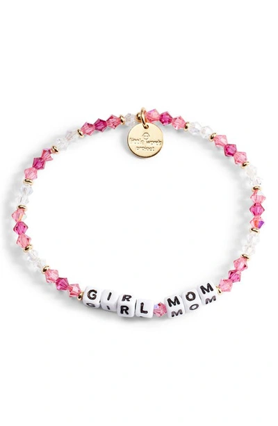 Little Words Project Girl Mom Beaded Bracelet In Orchid/ White