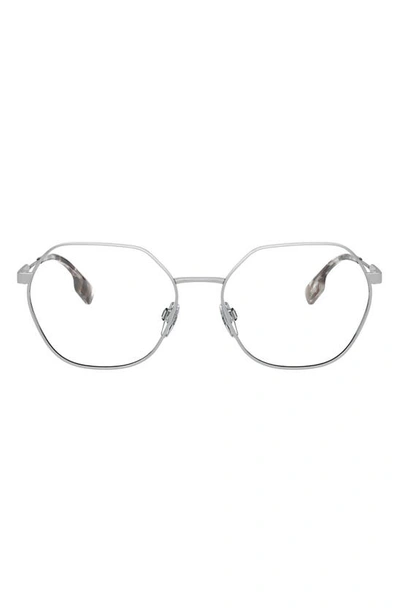 Burberry 54mm Round Optical Glasses In Silver