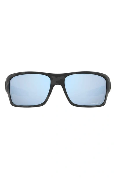 Oakley Turbine 65mm Polarized Oversize Square Sunglasses In Rubber Black