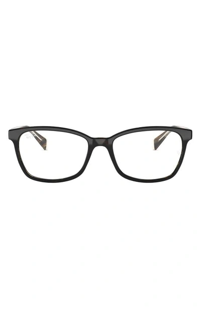 Ray Ban 52mm Square Optical Glasses In Brown Havana