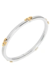 Tory Burch Serif-t Stackable Bracelet In Tory Silver Mixed Metal