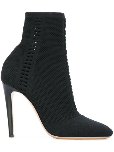 Gianvito Rossi Vires Cuissard Knitted Ankle Boots In Black