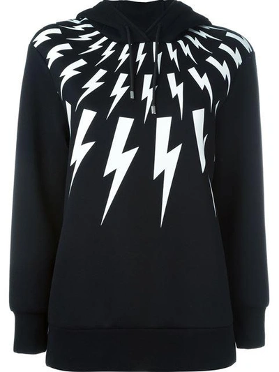 Neil Barrett Lightning Bolt Hoodie In Black