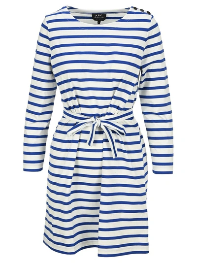 A.p.c. Florence Striped Cotton Jersey Dress In Dark Navy Stripes