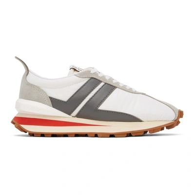 Lanvin White & Grey Bumper Trainers In Red