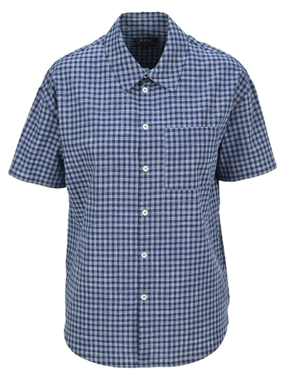 Apc Check-print Short-sleeve Shirt In Blue