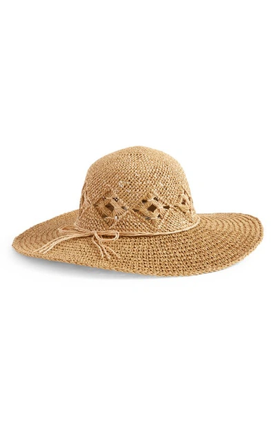 Nordstrom Diamond Weave Floppy Sun Hat In Tan Dark Combo