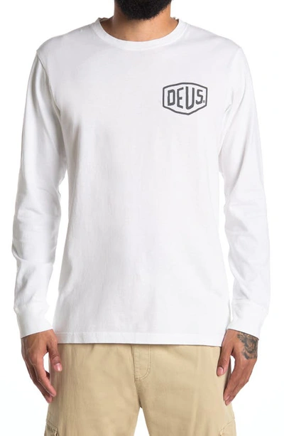 Deus Ex Machina Venice Long Sleeve Logo Graphic Tee In White