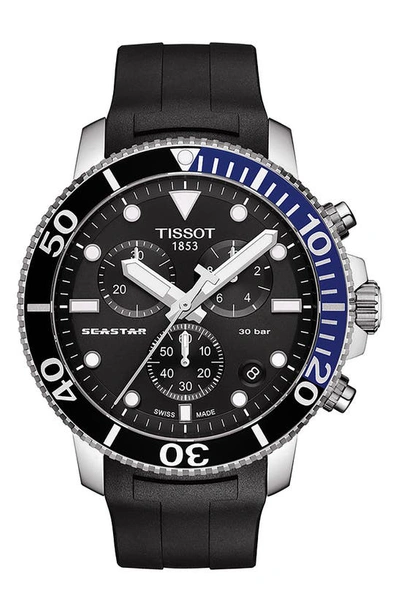 Tissot Seastar 1000 Chronograph Rubber Strap Watch, 45.5mm In Black