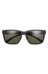 Smith Emerge 60mm Chromapop™ Polarized Rectangular Sunglasses In Matte Black/ Grey Green