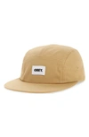 Obey Bold Label Five-panel Organic Cotton Hat In Almond