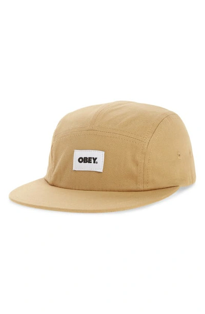 Obey Bold Label Five-panel Organic Cotton Hat In Almond