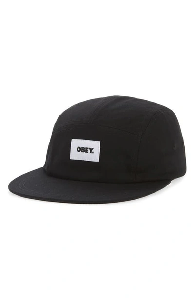 Obey Bold Label Five-panel Organic Cotton Hat In Black