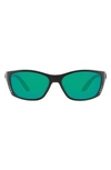 Costa Del Mar 64mm Oversize Polarized Rectangular Sunglasses In Black Flow