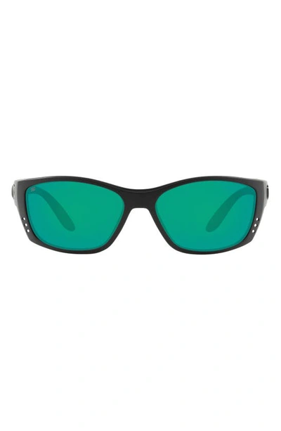 Costa Del Mar 64mm Oversize Polarized Rectangular Sunglasses In Black Flow