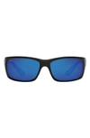 Costa Del Mar 62mm Waypoint Rectangluar Polaraized Sunglasses In Shiny Black