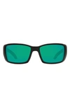 Costa Del Mar 62mm Rectangular Polarized Sunglasses In Matte Black