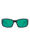 Costa Del Mar 62mm Rectangular Polarized Sunglasses In Black Green