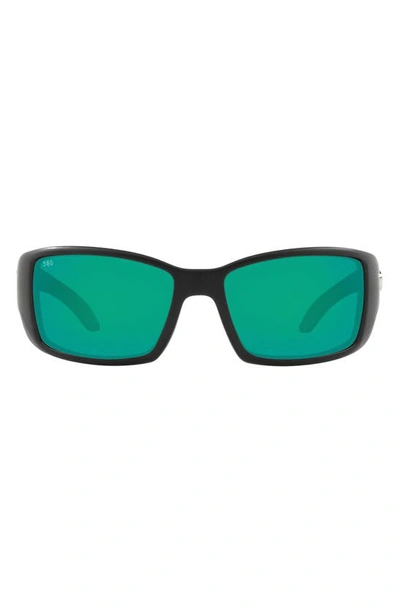 Costa Del Mar 62mm Rectangular Polarized Sunglasses In Black Green