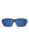 Costa Del Mar 62mm Polarized Wraparound Sunglasses In Silver