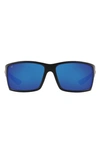 Costa Del Mar 64mm Mirrored Polarized Rectangular Sunglasses In Blue Black