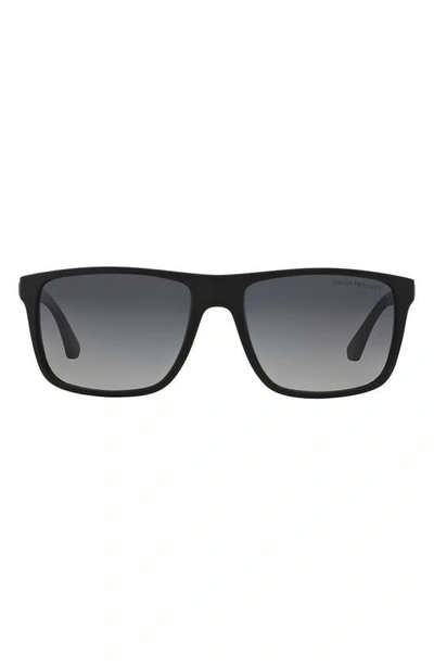 Emporio Armani 56mm Polarized Square Sunglasses In Black