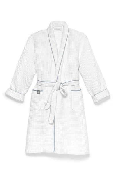 Boll & Branch Waffle Dressing Gown In White/shore Waffle
