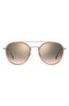 Levi's 54mm Flat Front Round Sunglasses In Pink/ Grey Shaded