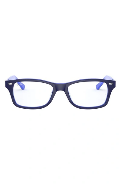 Ray Ban Kids' 48mm Rectangular Optical Glasses In Top Blue