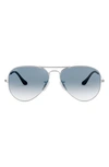 Ray Ban Original 62mm Aviator Sunglasses In Silv Blue