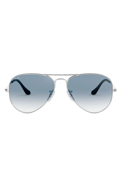 Ray Ban Original 62mm Aviator Sunglasses In Silv Blue