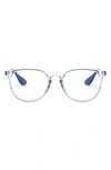 Ray Ban Unisex Erika 51mm Keyhole Optical Glasses In Transparent/ Blue
