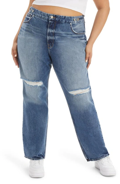 Good American Good '90s Ripped Straight Leg Jeans In Blue696