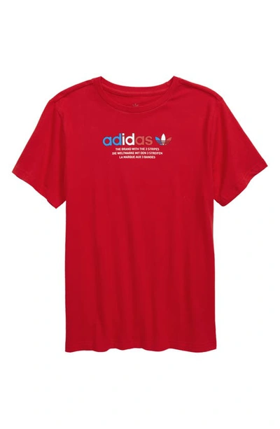 Adidas Originals Adidas Kids' Originals Adicolor Graphic T-shirt In Scarlet