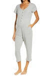 Belabumbum Short Sleeve Nursing/maternity Romper In Gray Marl