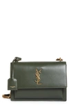 Saint Laurent Womens Green Fonce Sunset Medium Leather Shoulder Bag In Vert Fonce