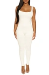 Naked Wardrobe Square-neck Jumpsuit In Off White