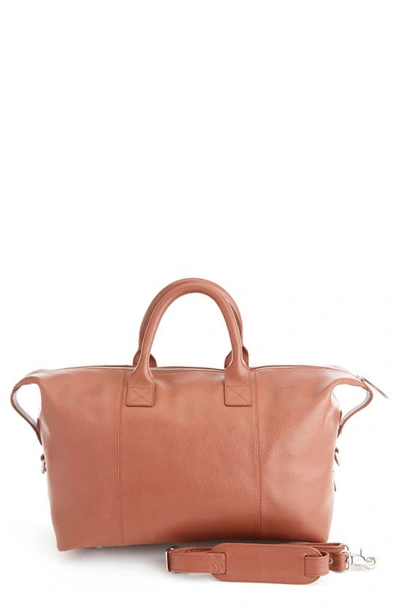 Royce Small Pebble Grain Duffel Bag In Tan