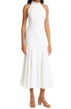 Milly Penelope Halter Neck Cady Dress In Ecru