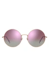 Levi's 58mm Mirrored Round Sunglasses In Gold Copper/ Pink