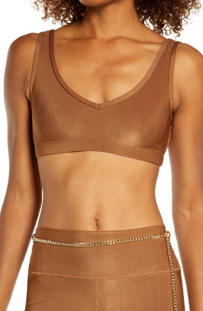 Weworewhat V-neck Sports Bra Top In Brown