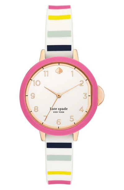 Kate Spade Park Row Stripe Silicone Strap Watch, 34mm In Multi