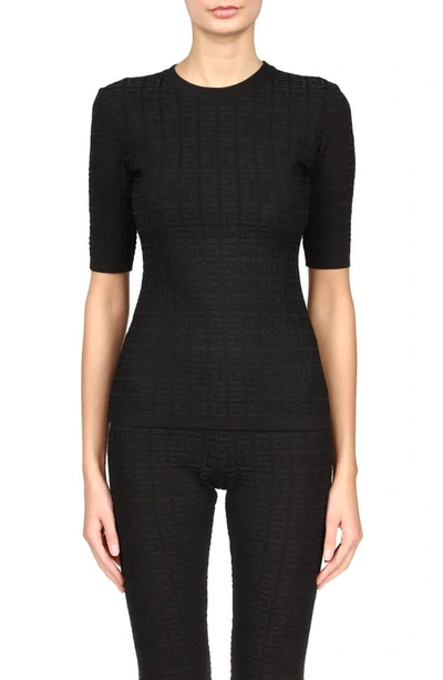 Givenchy 4g-motif Knitted Short-sleeve Top In Black