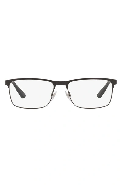 Polo Ralph Lauren 56mm Rectangular Optical Glasses In Matte Black