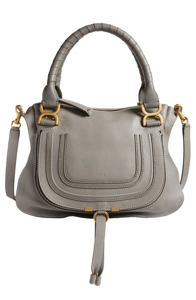 Chloé Medium Marcie Calfskin Leather Satchel In Cashmere Gray