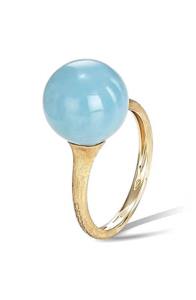 Marco Bicego Africa Boule 18k Yellow Gold & Aquamarine Ring In Blue/gold